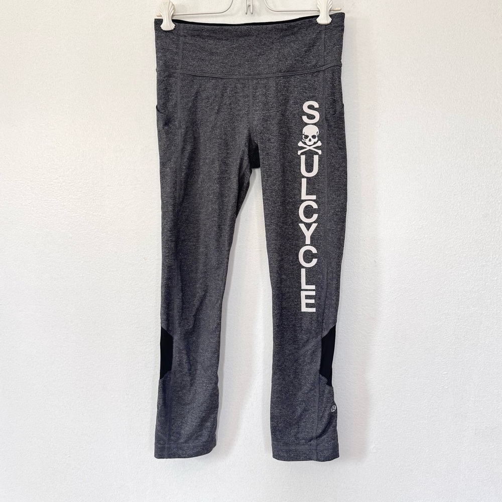 Lululemon X SoulCycle Gray Leggings Performance Stretch Sz 4 - Picture 2 of 12